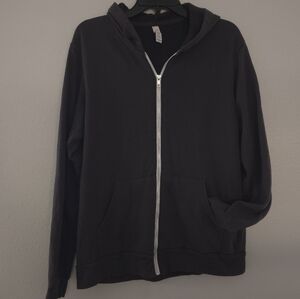 Women Dark Grey Basic Soft Zipper Hoodie Sweatshirt